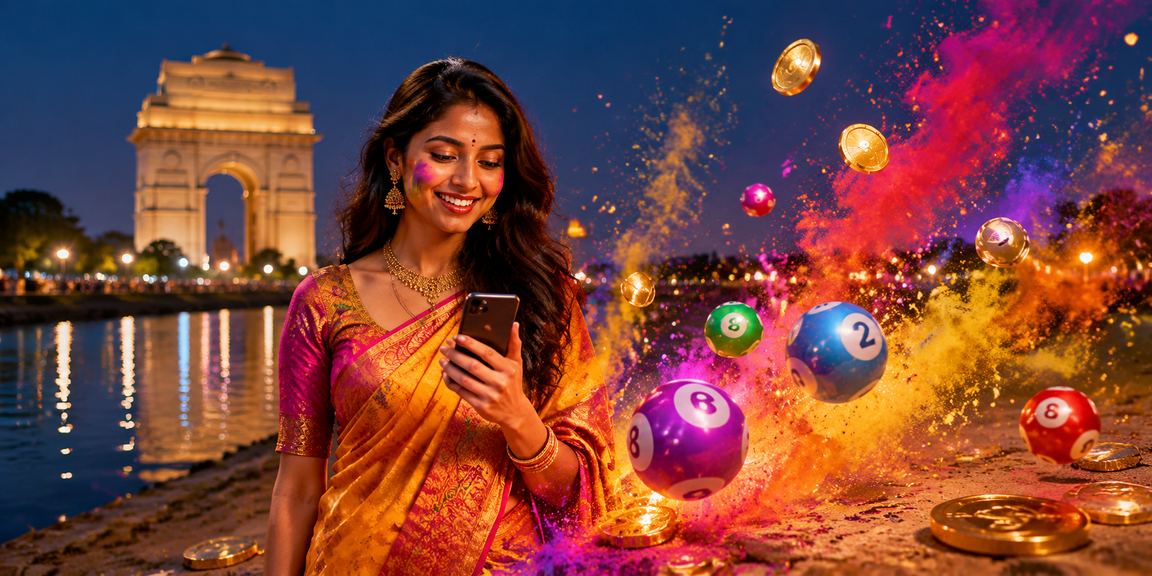 Lottery draw celebration in Delhi during Holi festival